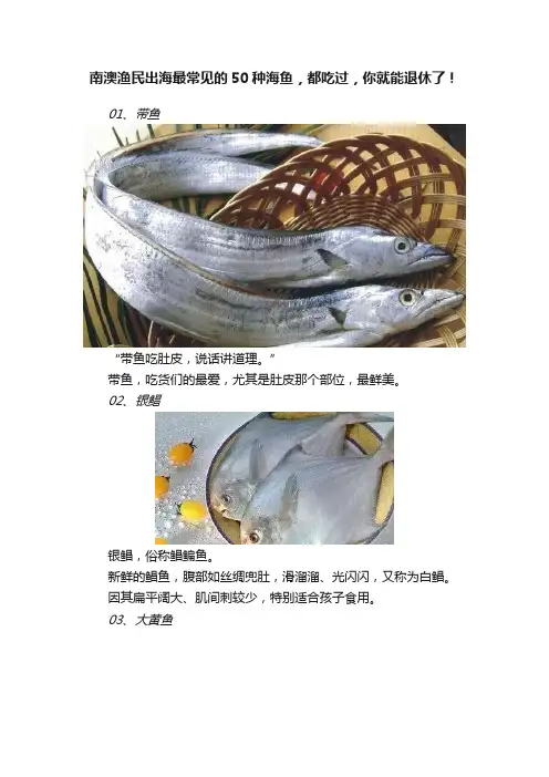 南澳渔民出海最常见的50种海鱼，都吃过，你就能退休了！