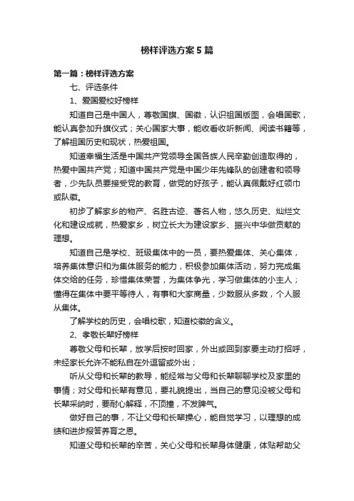 榜样评选方案5篇