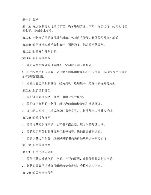 航运公司船只管理制度范本