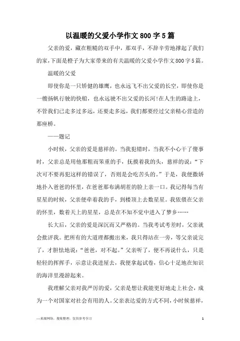 以温暖的父爱小学作文800字5篇