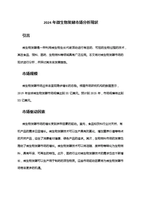2024年微生物发酵市场分析现状
