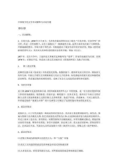 中国现当代文学名词解释与讨论专题
