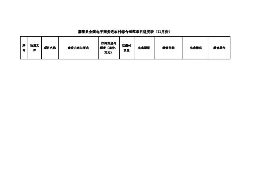 嘉黎县全国电子商务进农村综合示范项目进度表(11月份)