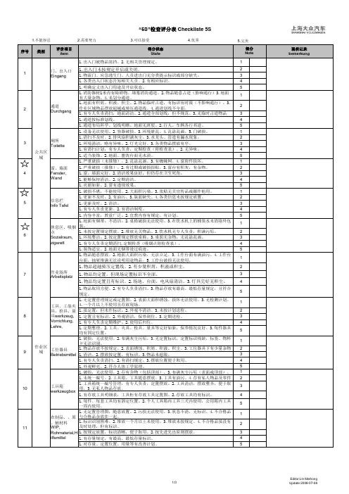 上海大众5S-检查细则