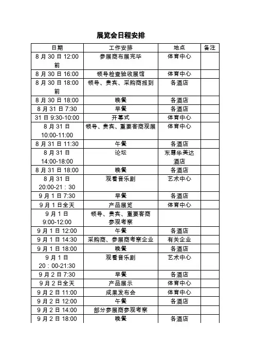 (完整word版)展览会日程安排(word文档良心出品)