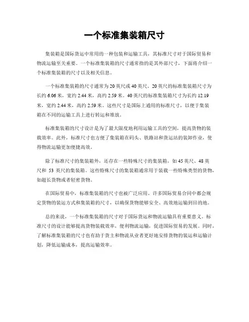 一个标准集装箱尺寸