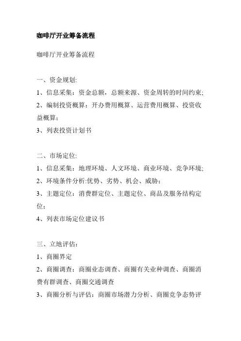 咖啡厅开业筹备流程