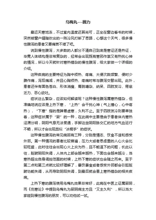 乌梅丸---圆力