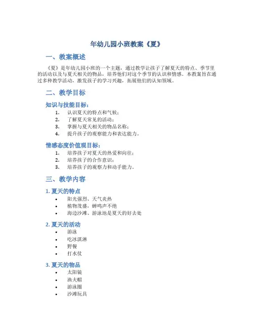 年幼儿园小班教案《夏》
