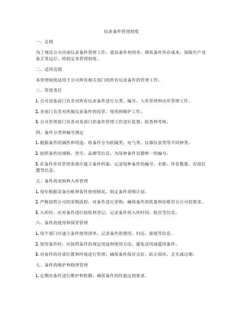 仪表备件管理制度