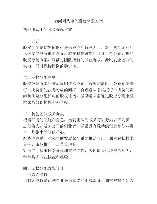 初创团队中的股权分配方案
