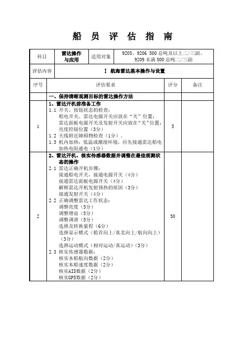 雷达操作与应用_评估指南0508