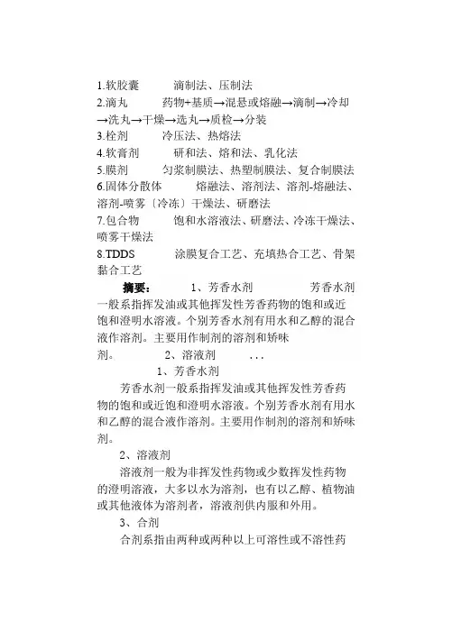 药剂学常见剂型的制备方法