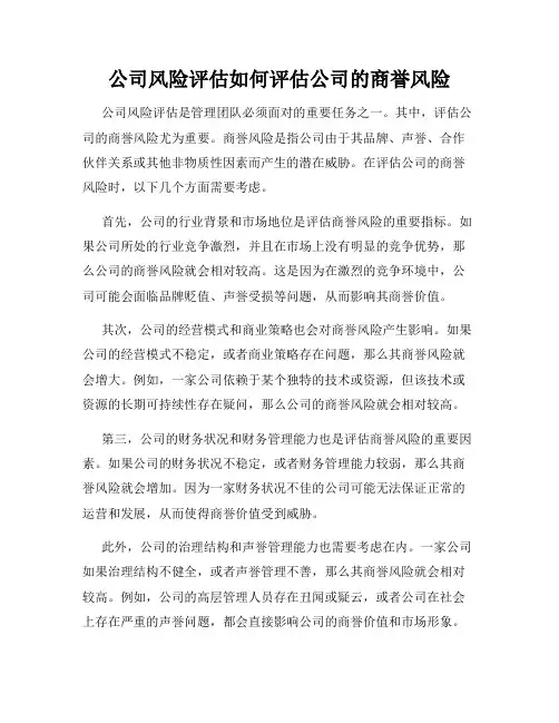 公司风险评估如何评估公司的商誉风险