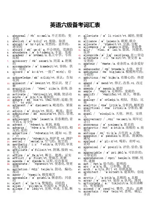 英语六级高频词汇(带音标)