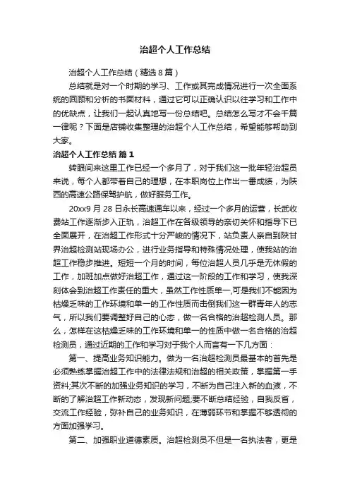 治超个人工作总结