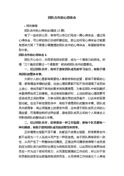团队合作的心得体会