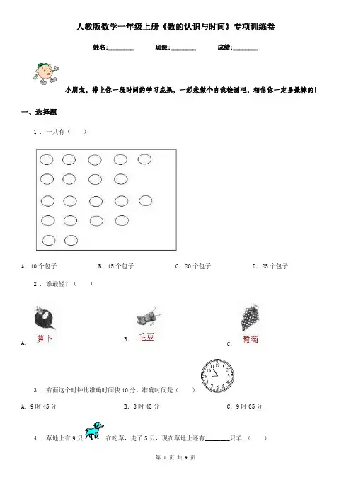 人教版 数学一年级上册《数的认识与时间》专项训练卷
