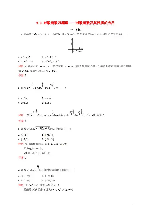 高中数学 第二章 基本初等函数(Ⅰ)2.2 对数函数习题课课后习题 新人教A版必修1