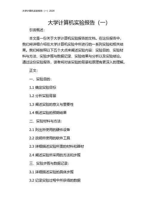 大学计算机实验报告(一)2024