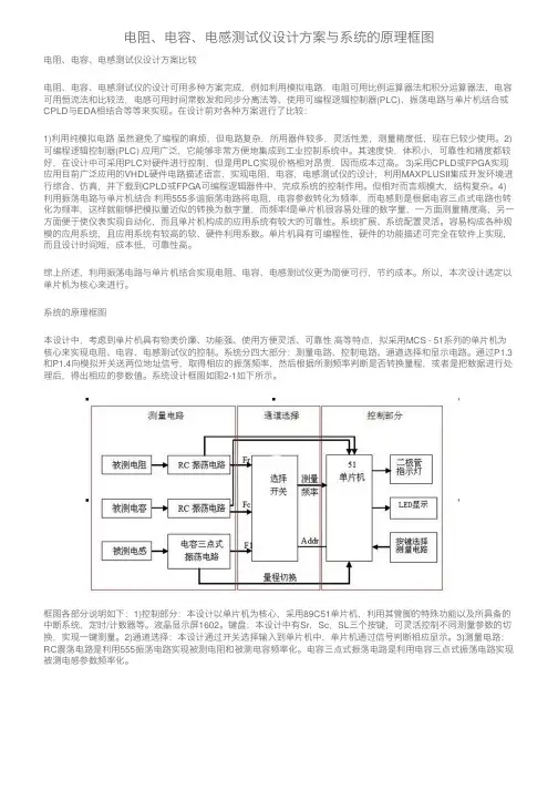 电阻、电容、电感测试仪设计方案与系统的原理框图