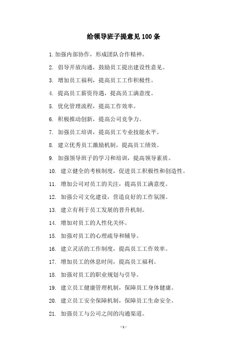 给领导班子提意见100条