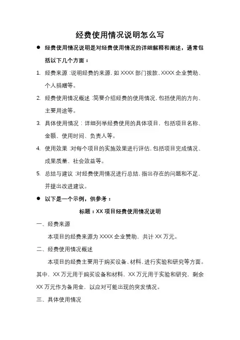 经费使用情况说明怎么写