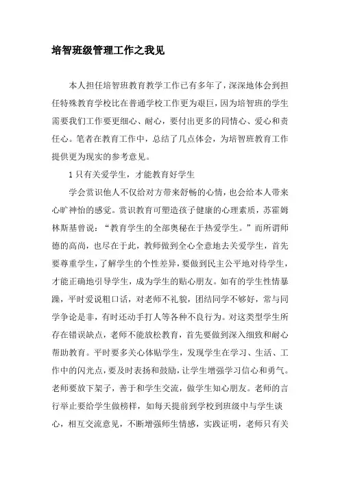 培智班级管理工作之我见-2019年文档