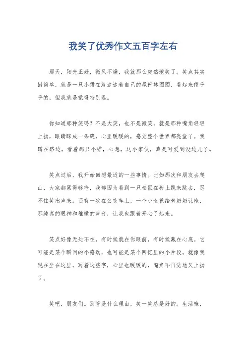 我笑了优秀作文五百字左右
