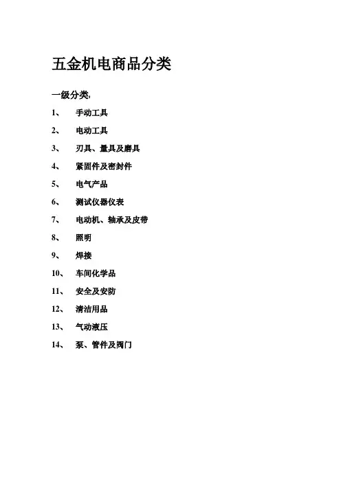 五金机电商品分类资料