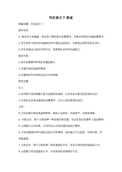 同在蓝天下 教案