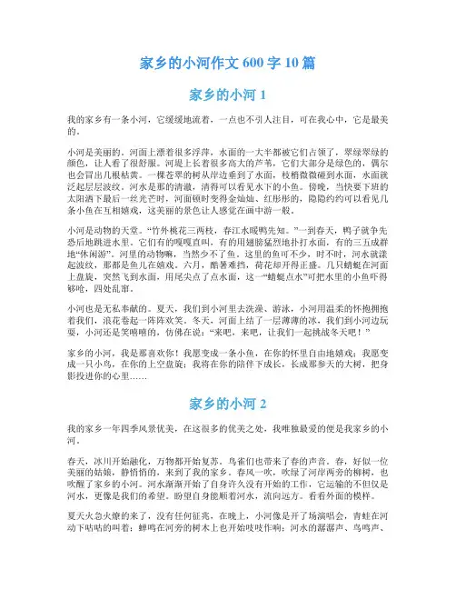 家乡的小河作文600字10篇