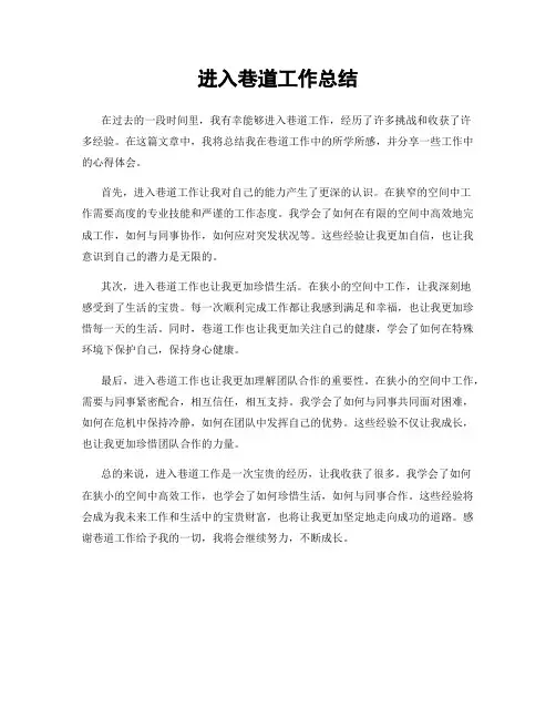 进入巷道工作总结