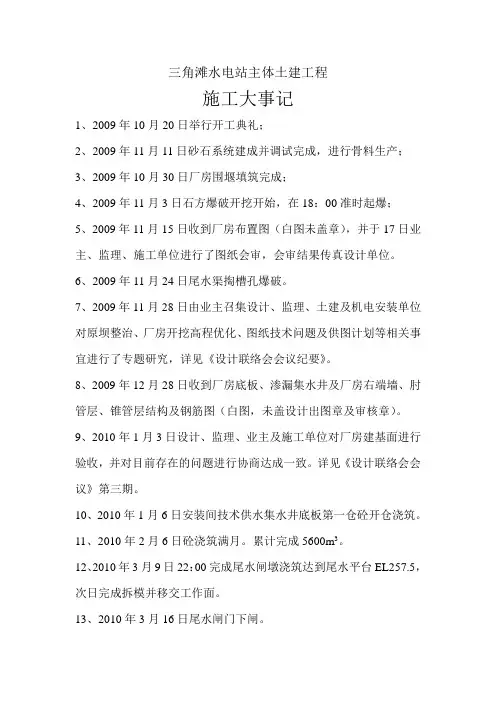 施工大事记