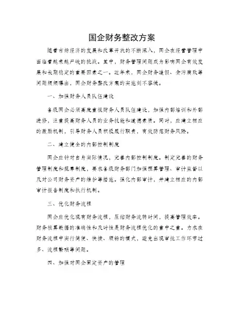 国企财务整改方案
