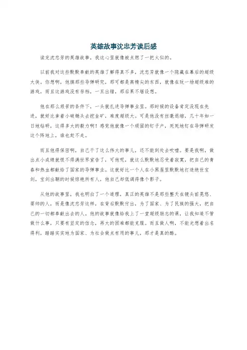 英雄故事沈忠芳读后感