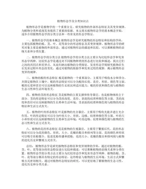 植物形态学及分类知识点