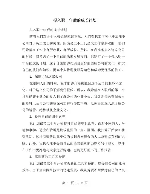拟入职一年后的成长计划