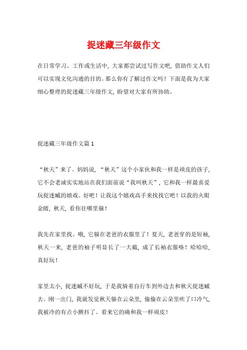 捉迷藏三年级作文