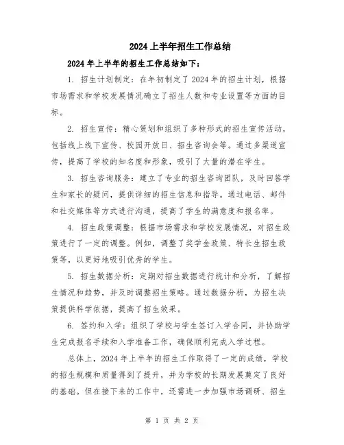 2024上半年招生工作总结