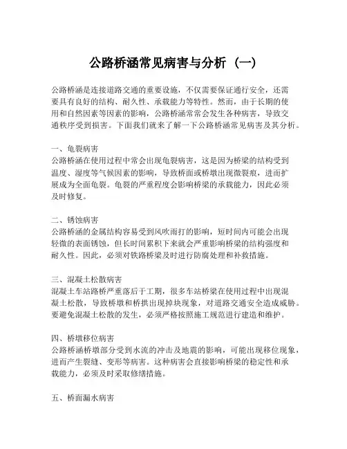 公路桥涵常见病害与分析 (一)