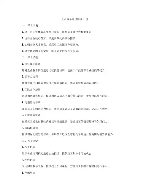 人才体系建设培训计划
