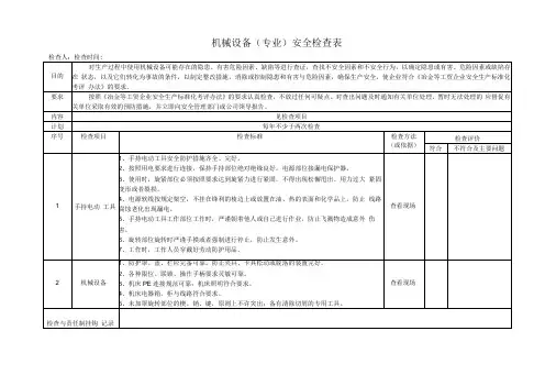 机械设备安全检查表