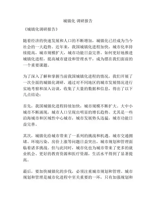 城镇化 调研报告