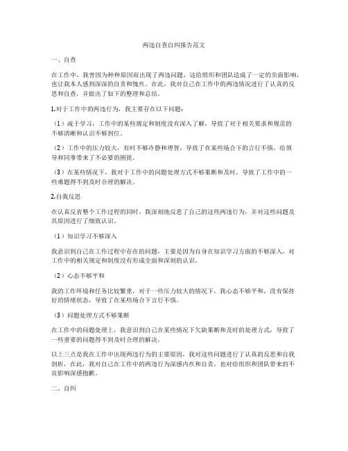 两违自查自纠报告范文