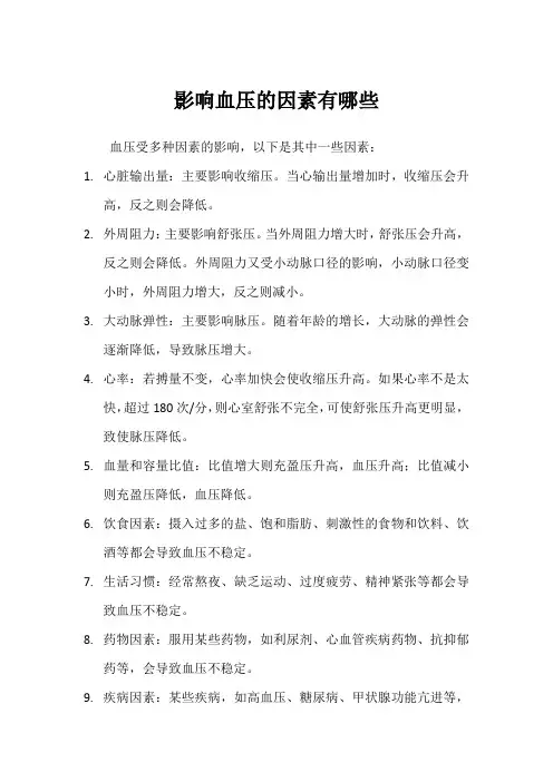 影响血压的因素有哪些