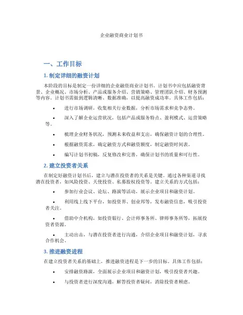 企业融资商业计划书