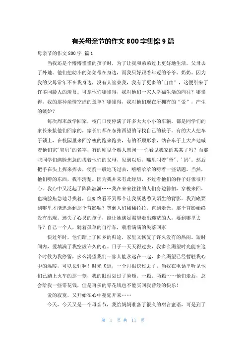 有关母亲节的作文800字集锦9篇