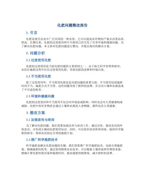 化肥问题整改报告