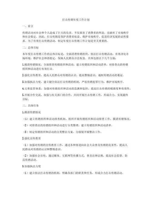 打击传销年度工作计划
